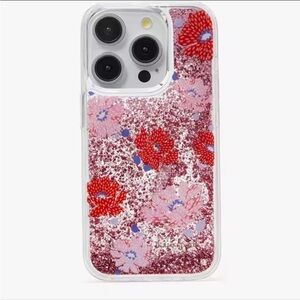 Kate Spade Dotty Floral Liquid Glitter iPhone 15Pro Case